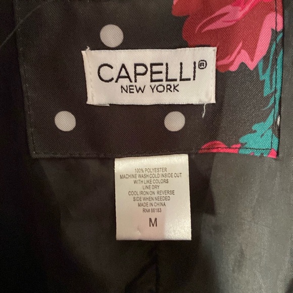 Capelli New York Hooded Belted floral dots Rain Trench Coat jacket size Medium - Picture 10 of 16